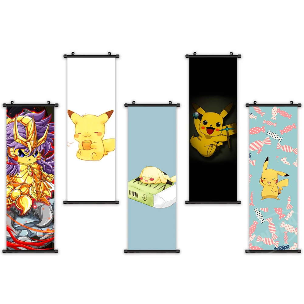 

Pokemon Home Decoration Cartoon Hanging Pikachu Poster Cute Canvas Wall Artwork Anime Print Modern Painting Scroll Living Room
