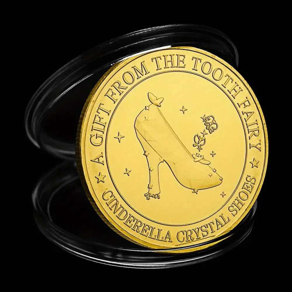 Коллекционная позолоченная сувенирная монета с мерцающими зубьями Фея подарок