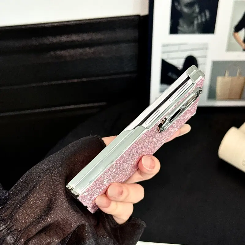 Фото Чехол для Samsung Galaxy Z Fold 8 с блестящим бантом, текстурированным покрытием, защитой шарнира и магнитным креплением для Galaxy Z Fold8 №4
