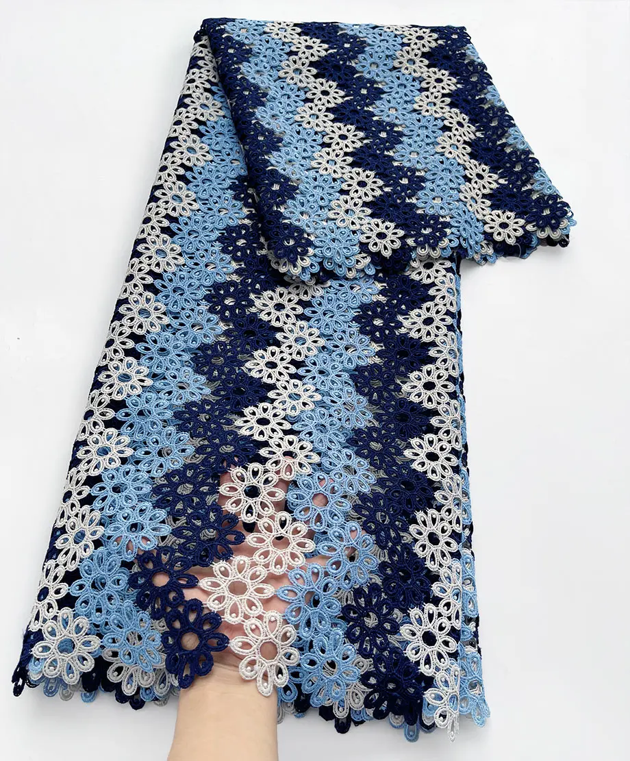 Приятная для кожи гипюровая кружевная вышивка африканская шнуровая ткань