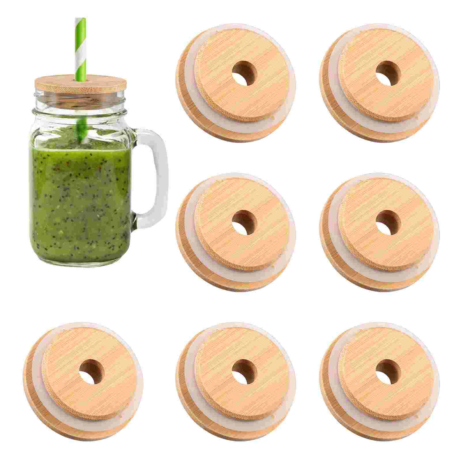 16 Pcs Bottle Bamboo Cover Lid Seal Wooden Mason Jar Lids Can Covers Beer Reusable Wide Mouth