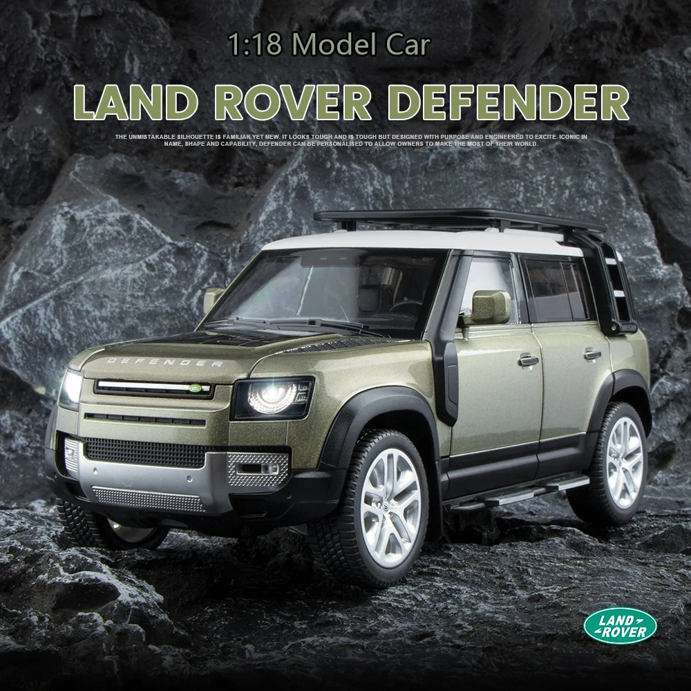 

Новинка 1:18 большая модель автомобиля Land Rover Defender из сплава, имитация звука и оформления, игрушечный автомобиль, коллекция автомобилей для мальчиков, украшение в подарок