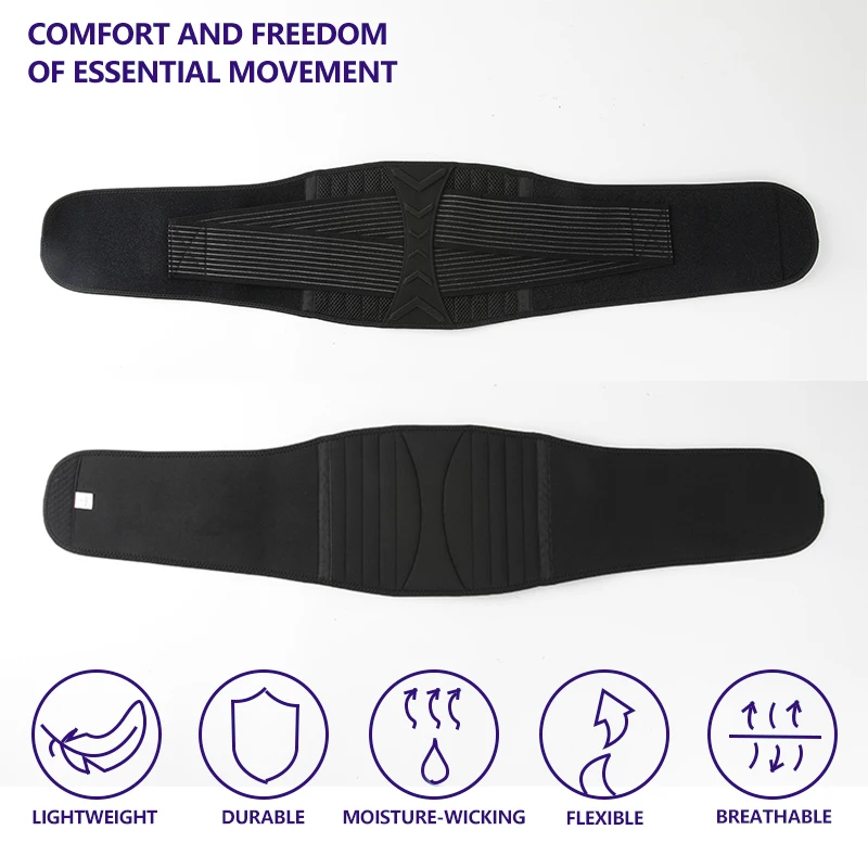 Men Waist Trainer Slimming Body Shaper Steel Bones Breathable Hole Back Brace Lumbar Support Belt for Heavy Work Lifting