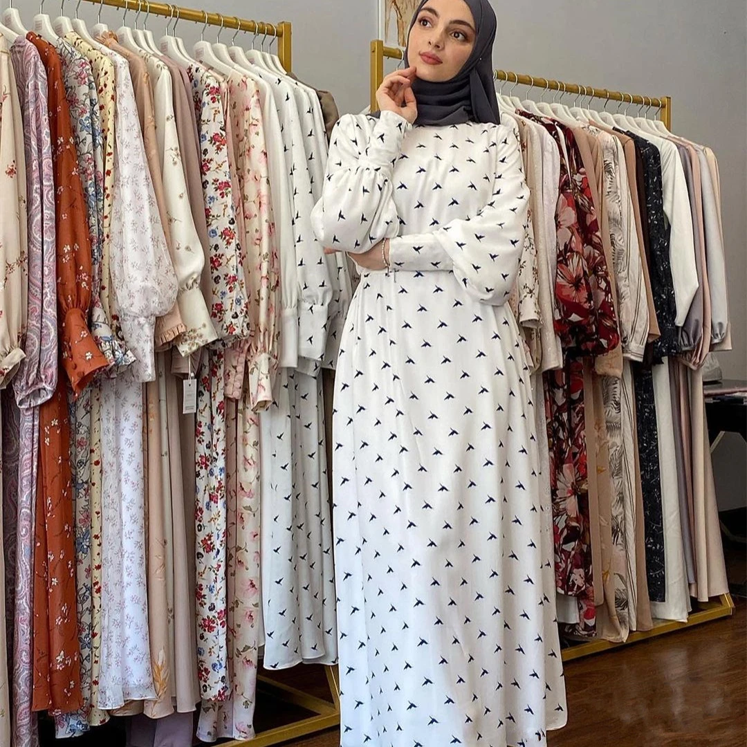 

Eid Muslim Fashion Hijab Dress Printed Abayas for Women Turkish Dresses Dubai Abaya Islam Modest Nida Kaftan Vestido Arabe Mujer