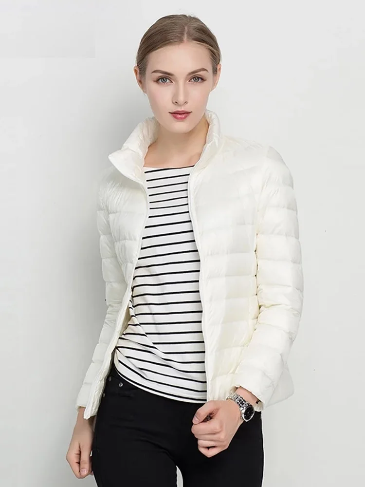 2022 Autumn Women Puffer Jacket 10 Colors Slim Short Warm White Duck Down Coat Female Ultra Light Fashion Jacket Outerwear 917