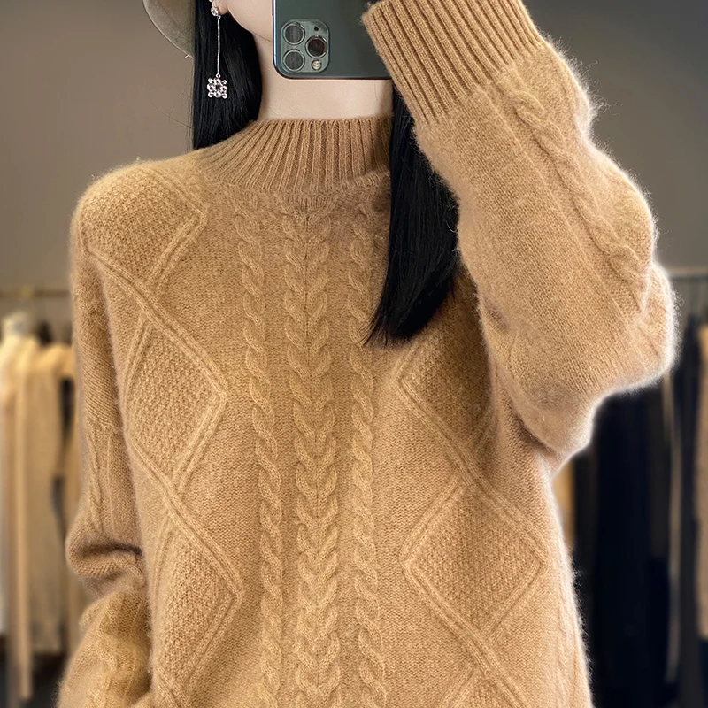 Новый осенне-зимний кашемировый свитер из 100% мериносовой шерсти с вертикальным