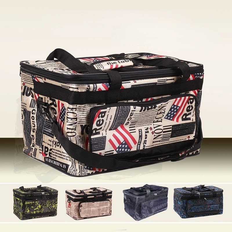 75-grid Large-capacity Waterproof Painting Bag Flag Old Newspaper Pattern Canvas Storage Bag Student Art Sketch Tool Finishing