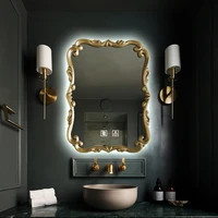 irregular makeup shower bathroom mirror vanity wall hanging gold large led mirror smart aesthetic espejo pared bathroom fixture