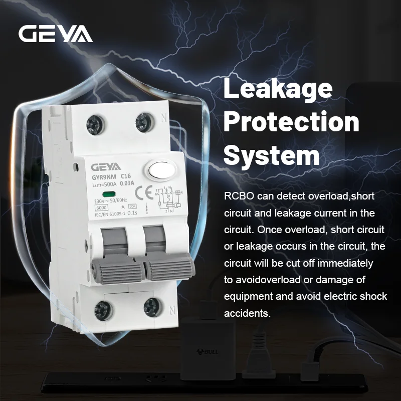 

GEYA GYR9NM Тип A RCBO 2P Магнитный автоматический выключатель остаточного тока с обнаружением утечки перегрузки по току