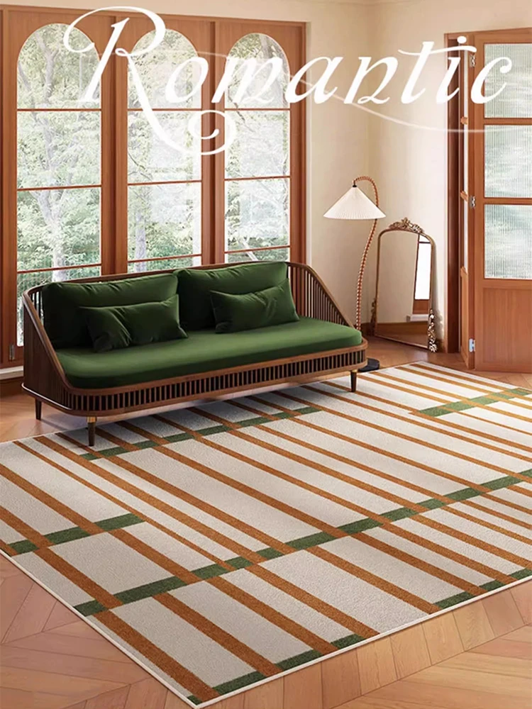 Художественный клетчатый ковер в стиле ретро удобный простой уходе прикроватный