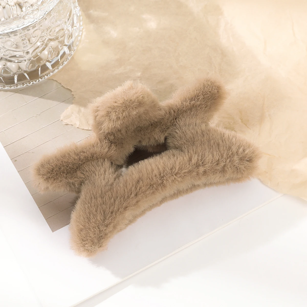 Новые зимние заколки для волос из искусственного меха элегантные полые