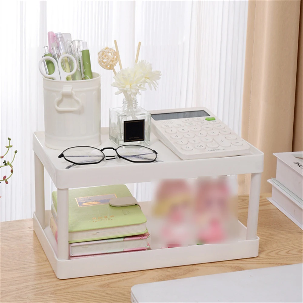 

Multifunction Desktop Shelf Easy Access Shelf Good Load Bearing Simple Double Layer Organizer Household Products Easy Corner