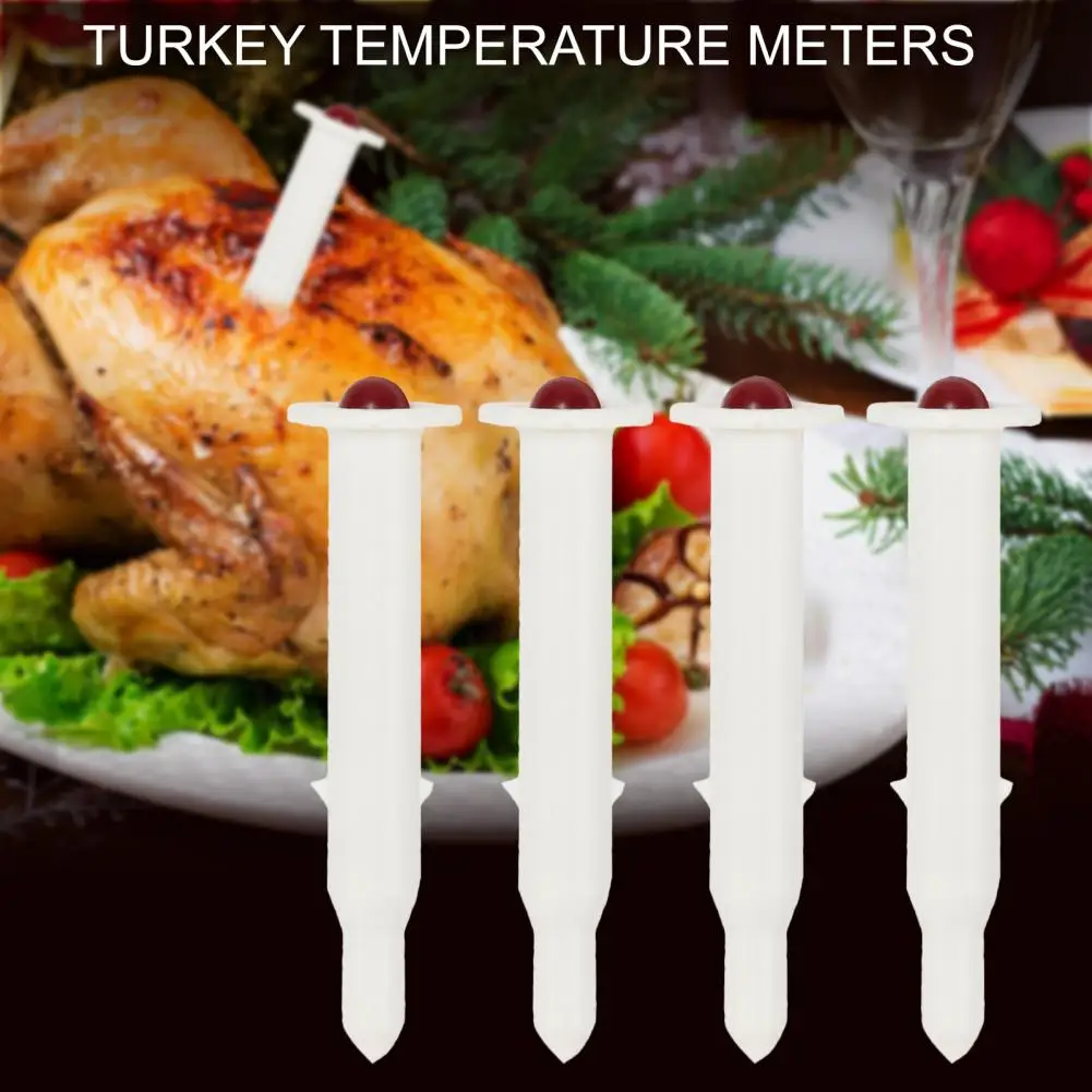 

4Pcs Turkey Temperature Meters Thermometer Disposable Portable Pop-up Picnic Barbecue Thermometers Timers Kitchenware
