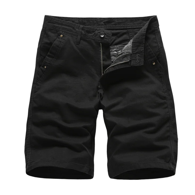 

2022 New Mens Cargo Shorts Summer Cotton Casual Shorts Men Solid Color Knee Length Short Pants Sport Running Shorts Men Clothing