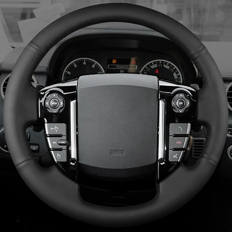 Оплетка на руль автомобиля из натуральной кожи чехол черного цвета для Land Rover Range