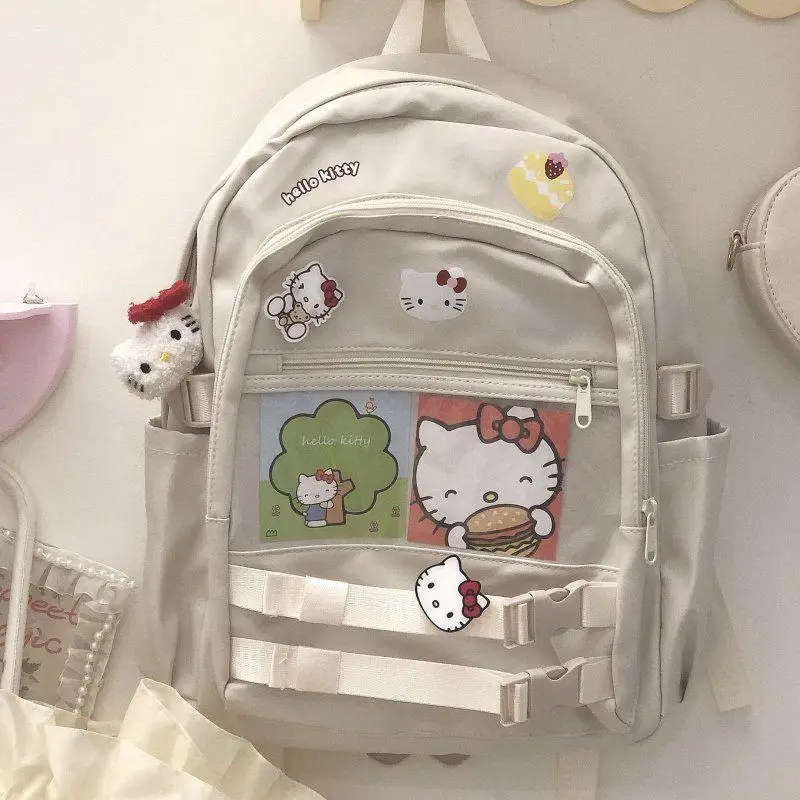 

Милый рюкзак Sanrio Kawaii, школьный ранец Hello Kitty, холщовый рюкзак, сумка для ноутбука, рюкзак большой емкости для девочек, рождественский подарок ...