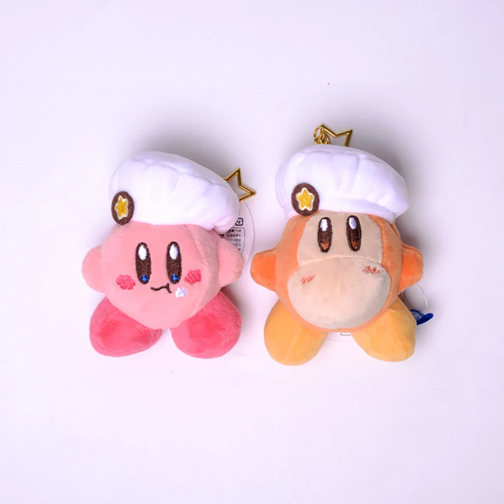 

10Cm Kirby Japanese Animation Kawaii Star Kabi Surrounding Chef Hat Plush Toy Doll Bag Pendant High-Quality Gifts for Childrens