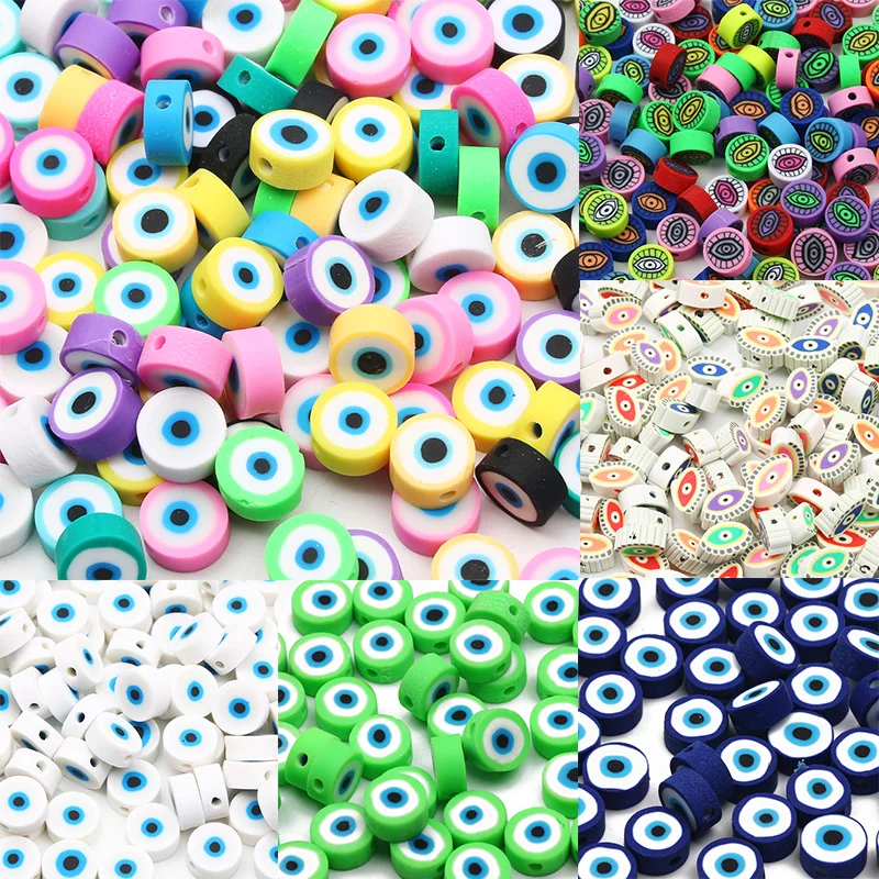 

20pcs/lot Colorful Evil Eye Polymer Clay Beads Loose Spacer Beads For Luck Jewelry Making Diy Bracelet Earrings Accessories