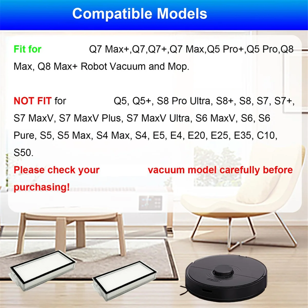 Сменные фильтры совместимые с роботом-пылесосом Roborock Q7 Max+ Q7+ Max Q5 Pro+ Pro Q8