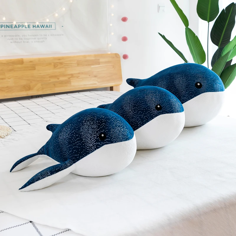 

80cm Cute Soft Blue Whale Tiger Shark Plush Toys Office Nap Stuffed Animal Pillow Home Comfort Cushion Gift Doll for Kids Girl