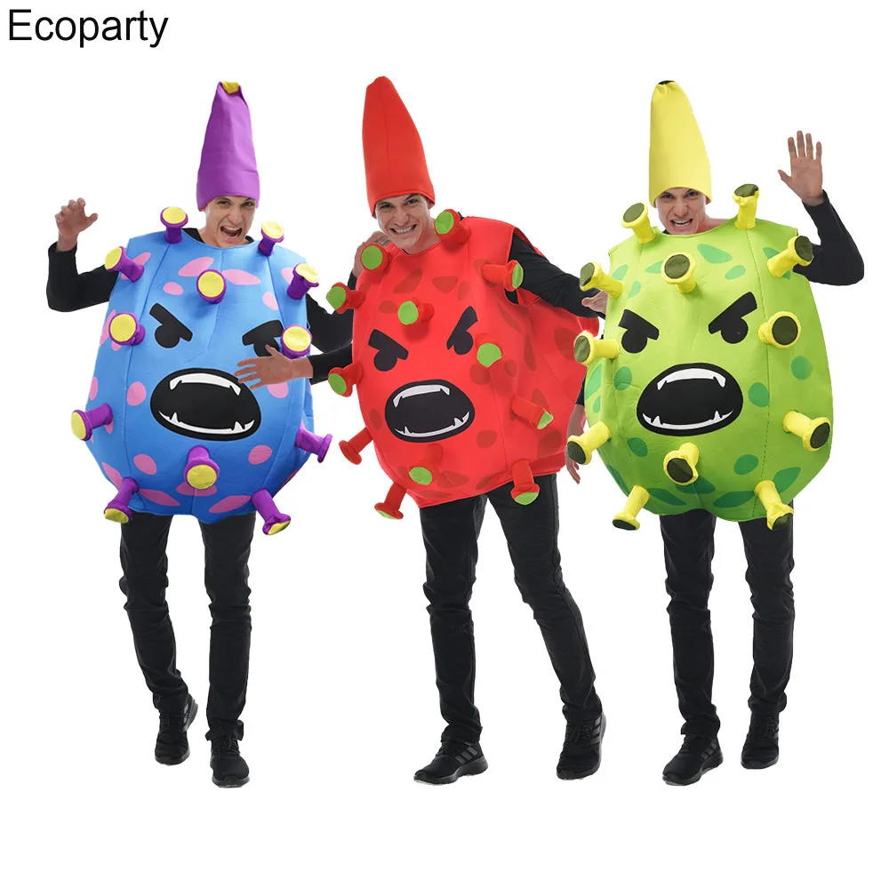 

Funny Adult Virus Bacterial Costume with Hat Men Women Novelty Cosplay Suit Outfits Party Carnival Easter Purim Fancy Dress 20