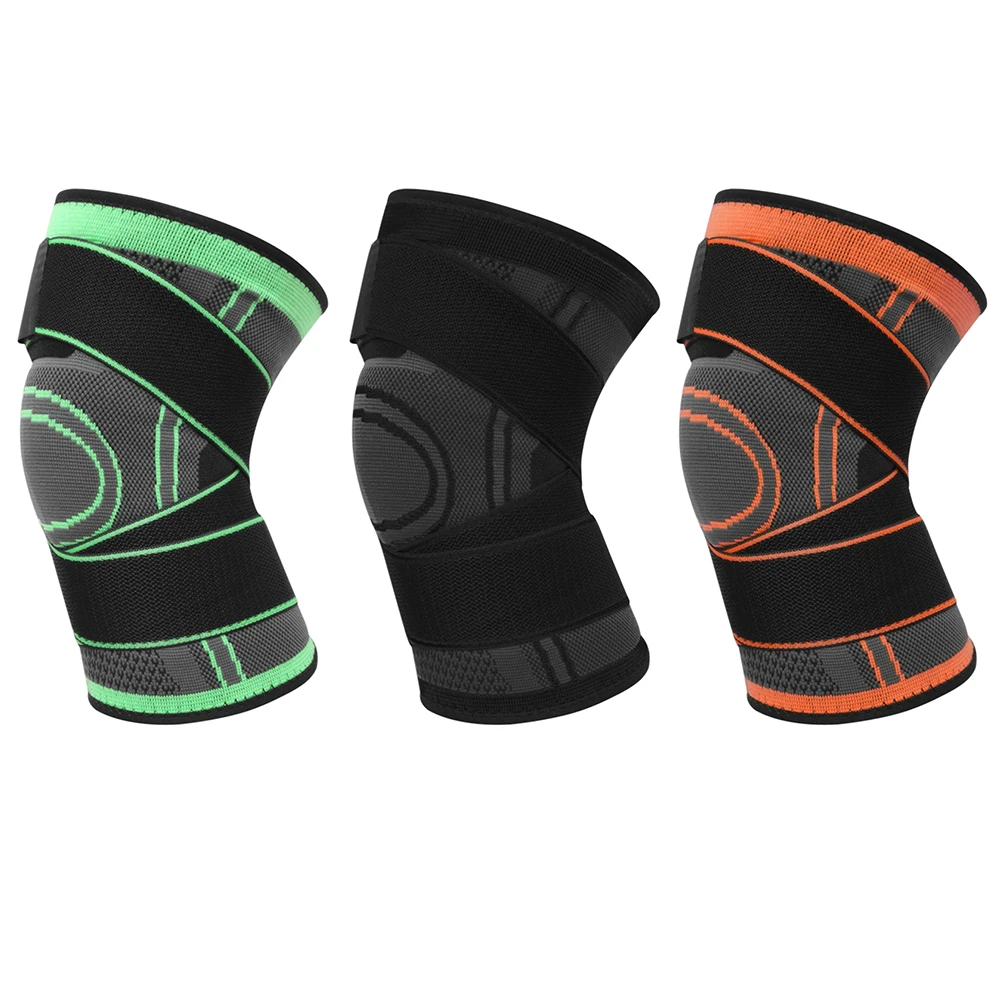 

1pc Nylon Compression Sleeves Kneepads Pain Relief with Bandage Knee Protector Breathable 3D Knitting Antiskid for Outdoor Sport