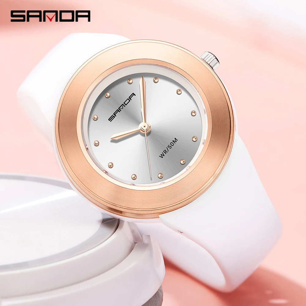 

SANDA Quartz Watch For Women Casual Clock 2023 Brand New Genuine Watches Fashion Rose Gold Case 30M Waterproof Reloj Mujer 3119