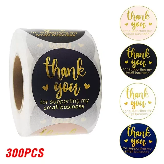 

100-500pcs Rose Gold Foil Thank You Sticker For Small Business Gift Seal Labels Shipping Sticker for Decoration Envelope