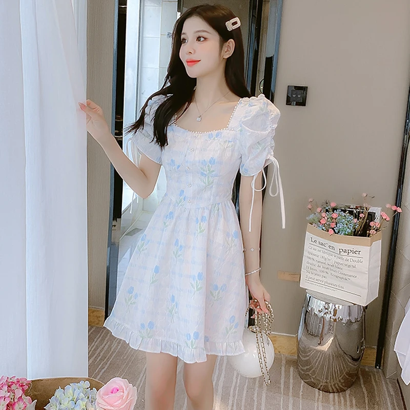 

Summer French Lace Dress Women's Summer Dress 2022 New Small Gentle Temperament Sweet Fairy Dress jurk dames vestido playa