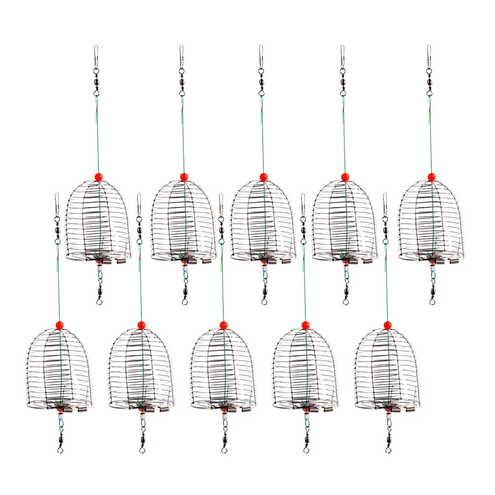 

10 PCS Trap Cage Fishing Baits Total Control Balls Fishing Hook Holder Bait Trap Carp Lures Cage Metal Basket