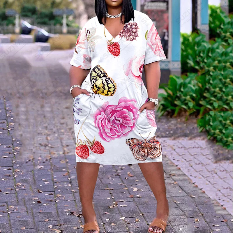 

Summer Clothing Funny Patterns Clothes Floral Vintage Leisure Women Standard-Fit Style Woman Beautiful Patterns V Neck Clothes