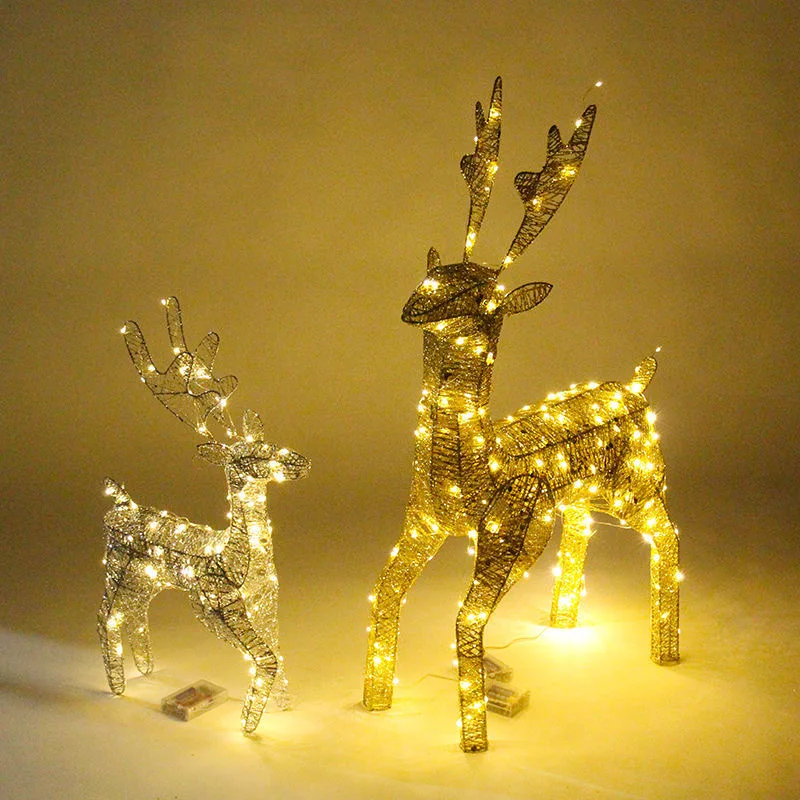 

40cm LED Christmas Deer Glowing Flashing Elk Shopping Mall Ornaments Glitter Sequin Reindeer Xmas Decor for Home New Year Party