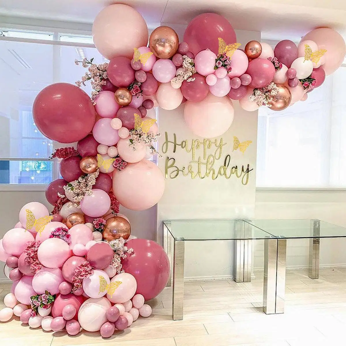 

Pink Butterfly Balloon Garland Arch Kit Wedding Birthday Party Decorations Confetti Latex Balloons For Kids Baby Shower
