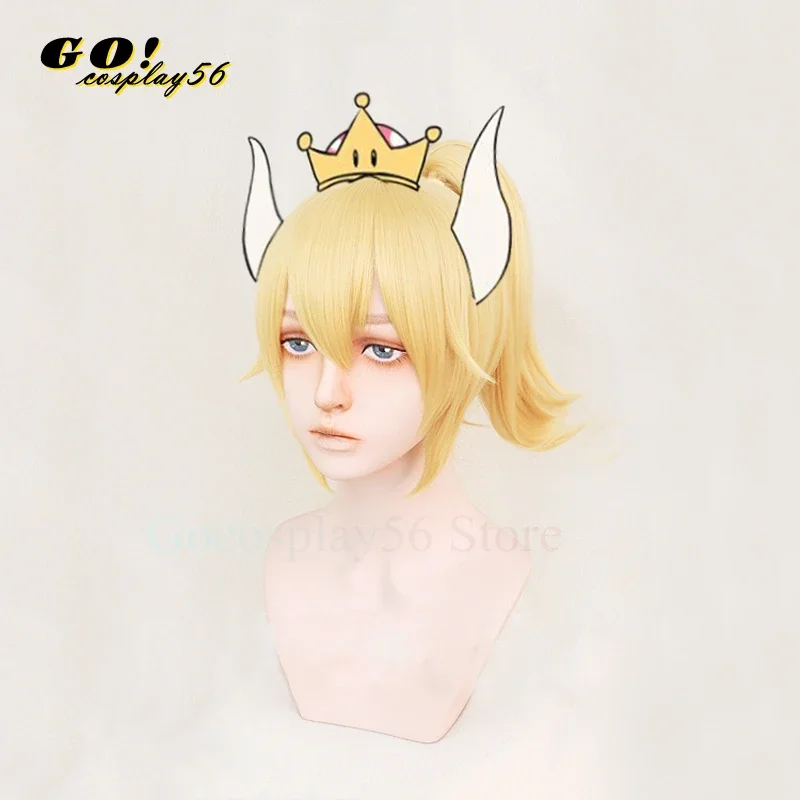 Парик для косплея принцессы Bowsette золотая косичка персик Koopa Bowser синтетические
