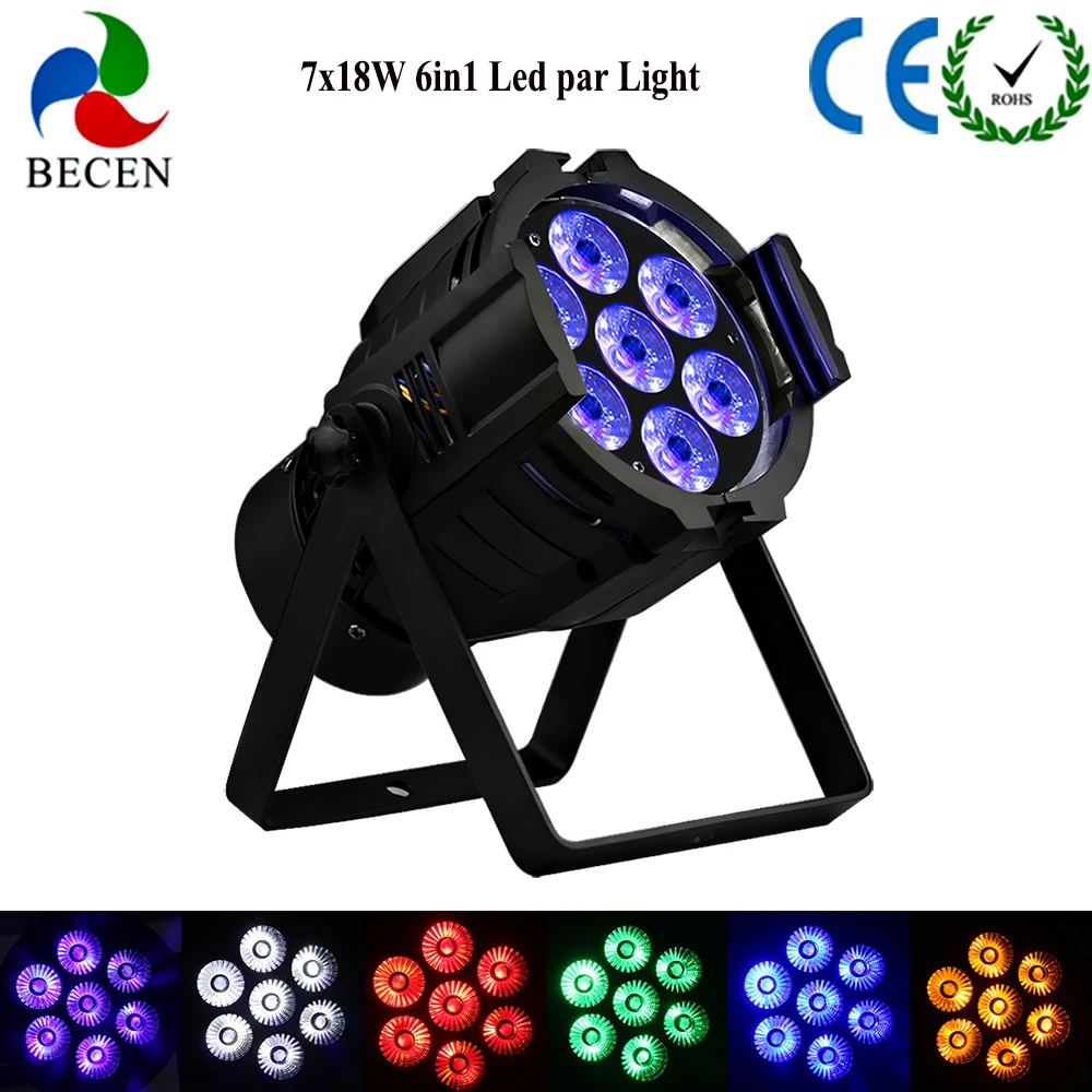 BECEN литой алюминий 7X18W RGBWA УФ 6 в 1/5 1/4 1 светодиодный Par Can-светильник DMX512 мини