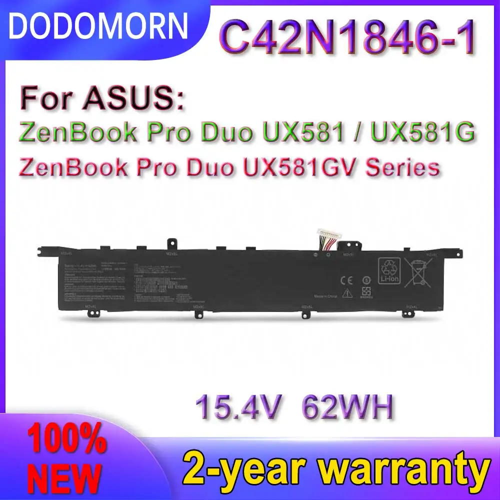 

DODOMORN Новый C42N1846-1 аккумулятор для ASUS ZenBook Pro Duo UX581GV Duo Pro UX581G Pro Duo UX581GV 0B200-03490000