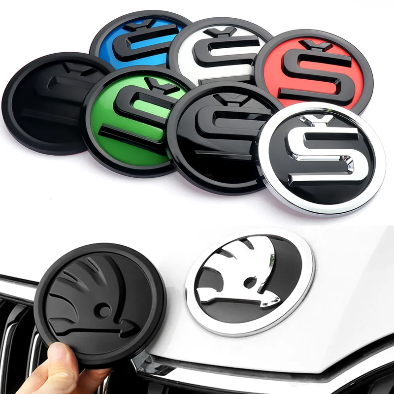 

2pcs 8/9/10cm Emblem Car Front Hood Badge Rear Trunk Sticker for Skoda Octavia Rapid Fabia S Logo A7 Superb KAMIQ Accessories