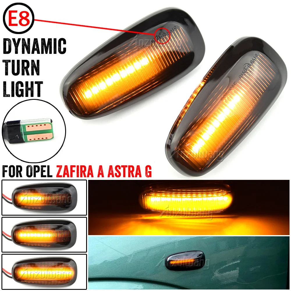 

LED Dynamic Side Marker Lights Sequential Turn Signal Blinker For Opel Zafira A 1999-2005 Astra G 1998-2009 Smoked Lens Amber
