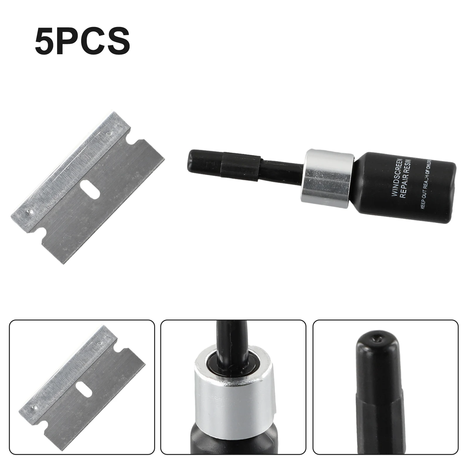 

Car Glass Repair Fluid Black Reusable 5 Pcs Resin Tool Automotive Crack Kit Phone Windscreen Durable And Practical