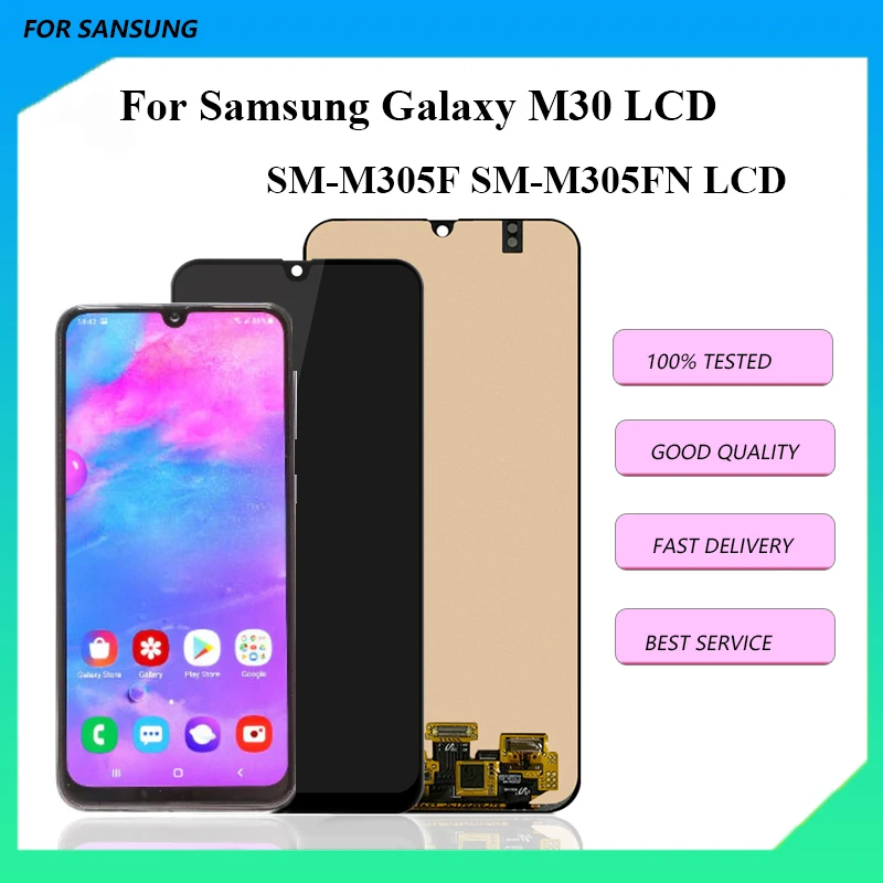 OLED-дисплей 6,4 дюйма для Samsung Galaxy M30, ЖК-сенсорный экран в сборе с дигитайзером для Galaxy SM-M305F SM-M305FN LCD