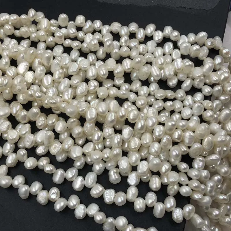 

ELEISPL Wholesale 14 Strands 5-6*6-8mm Potato White FW Pearls Loose Strings #22000453
