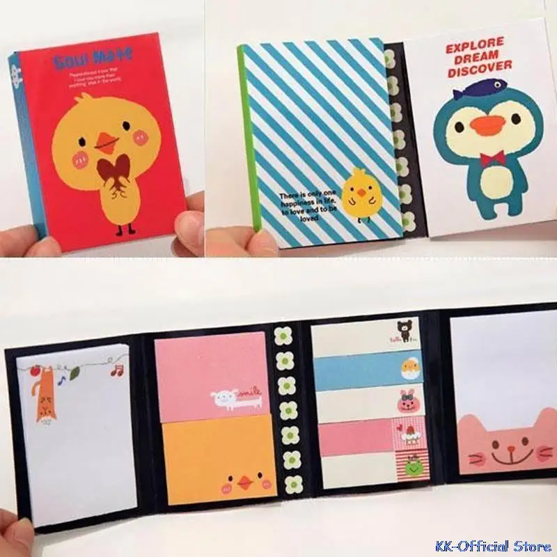 

1PC Creative Sticker Mini Animal Sticky Notes 4 Folding Memo Pad Gifts School Stationery Office Supplies Random Color
