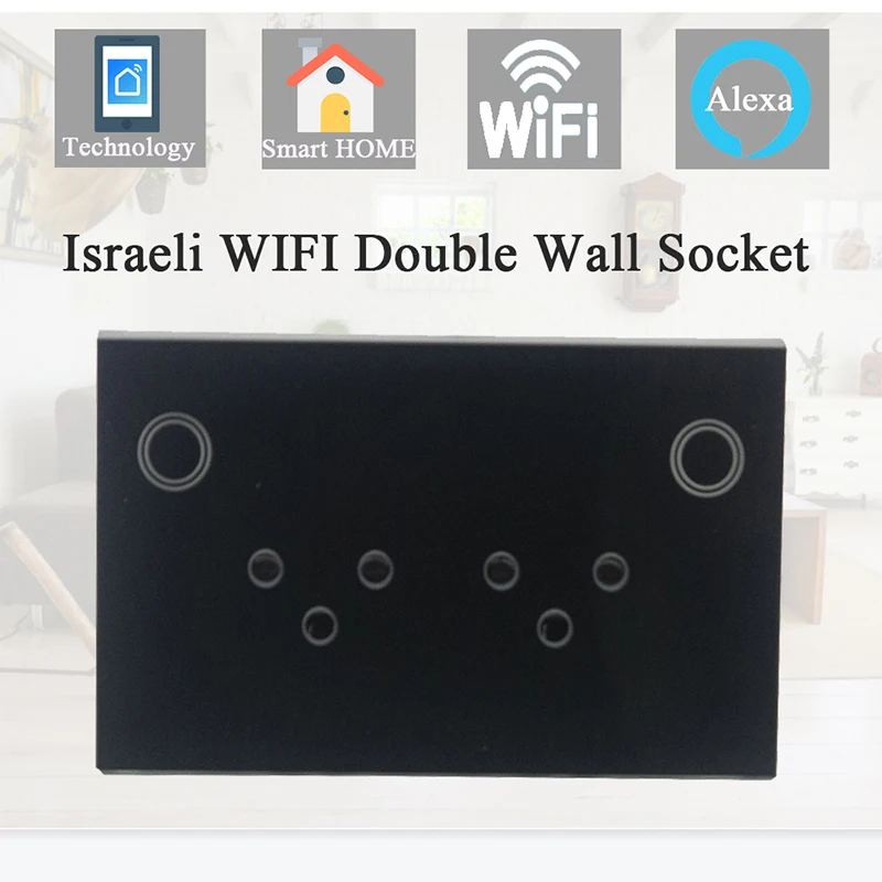 Wifi Smart Wall Socket Crystal Glass Touch Panel 250V 15A White Electric Israel Power Outlet | Electrical Sockets