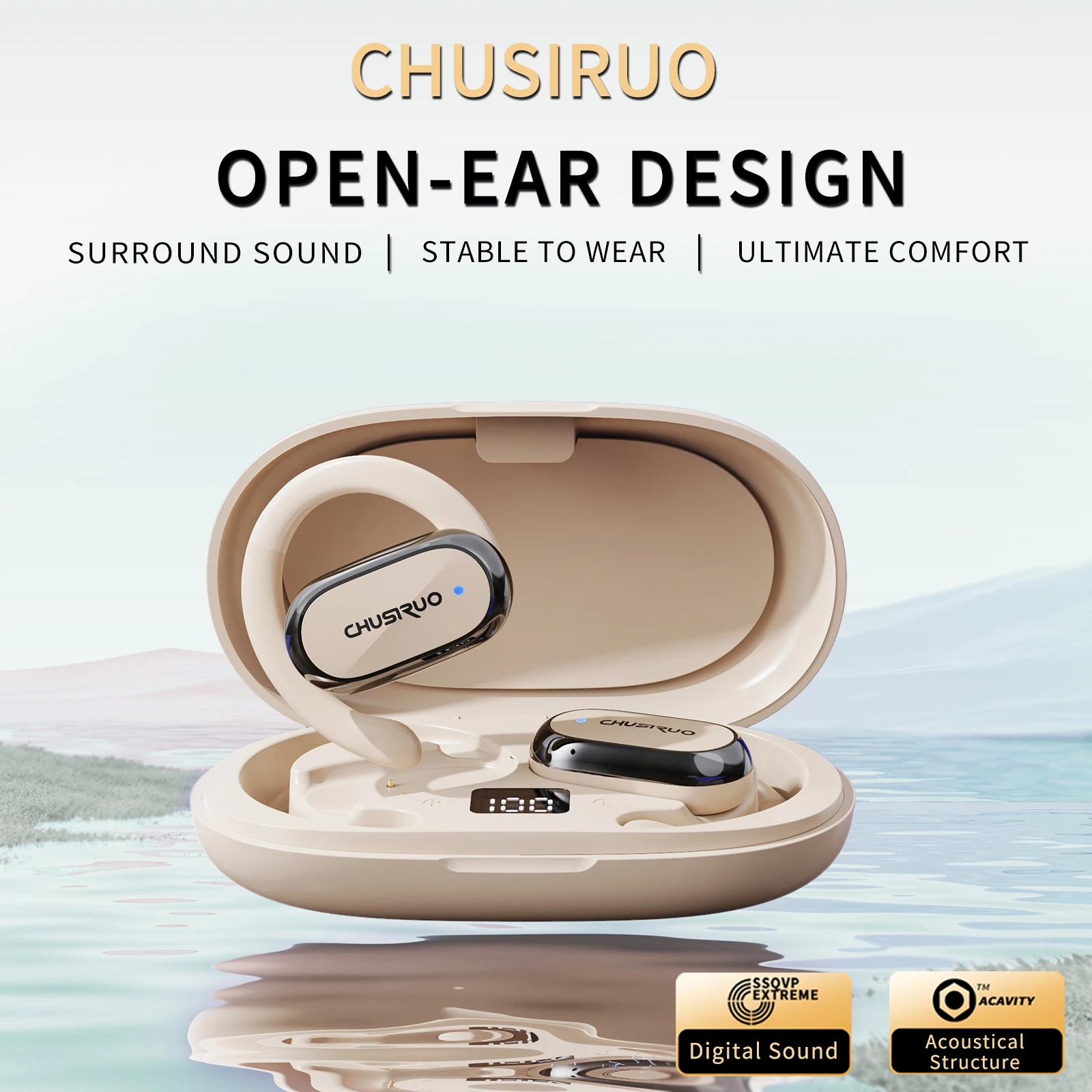 Беспроводная bluetooth-гарнитура CHUSIRUO FW9 с регулируемыми Ушными крючками спортивные