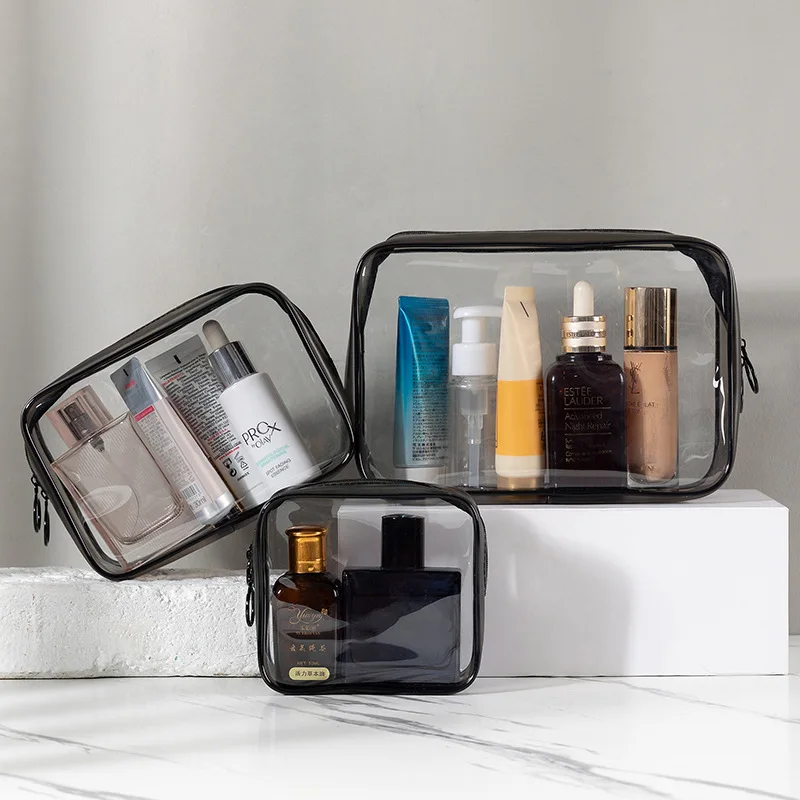 

PVC Transparent Cosmetic Bag Ladies Zipper Multifunctional Cosmetic Bag Wash Bag Waterproof Travel Cosmetic Storage Bag Logo