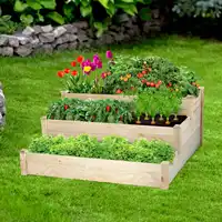 3 IN 1 Tier Raised Garden Bed Outdoor Planter Box Wooden Vegetable/Flower/Herb Nursery Flower Bed Garden Pot Garden Supplies