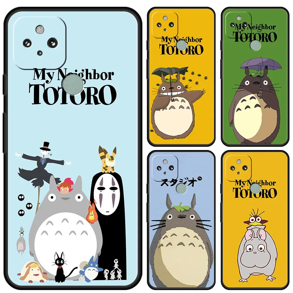 

Studio Ghibli Totoro Soft Back Funda Coque For Google Pixel 6 Pro 4a 5 4 5a 4XL 3 3XL Black Silicone Cell Phone Case Cover Shell