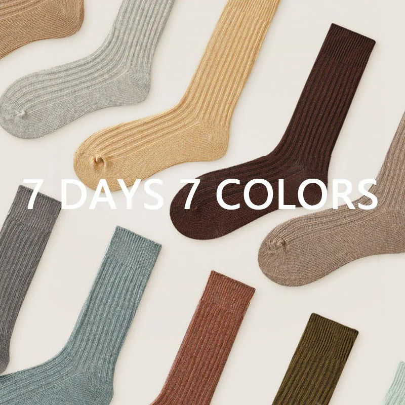 GYMIGO 4/10 Pairs Women Socks  Retro Solid Color Cotton Long Tube Women Socks Breathable Japanese Style Casual Cotton Long Sock