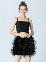 mini skirts women spring summer feather skirt fashion sexy black bodycon skirts real ostrich slim fit short skirt new arrivals