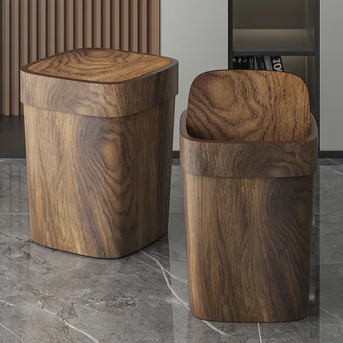 12л имитация древесного зерна, устойчивый к запаху мусорный бак, качающаяся крышка, прямоугольная корзина для мусора, корзина для мусора для ванной комнаты, кухни, офиса, дома